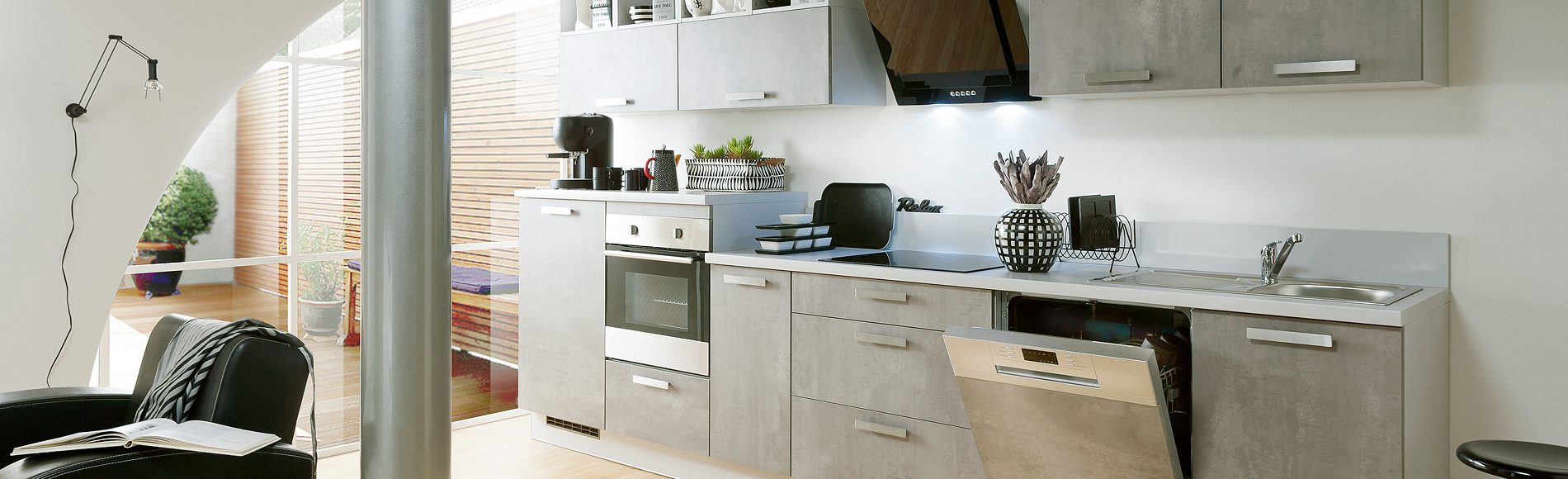 Küchenzeile Celine betonoptik günstig kaufen bei Robin Hood Möbel+Küchen in Donaueschingen